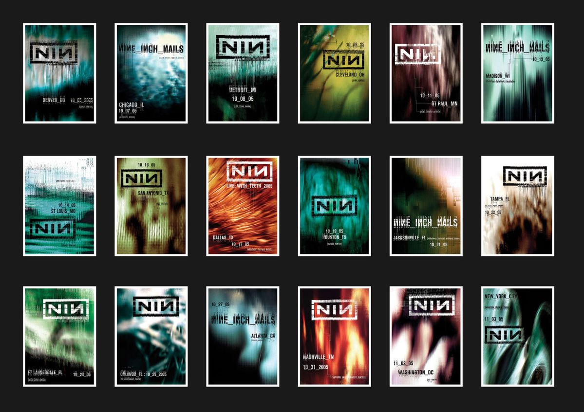 Various posters of the band Nine Inch Nails